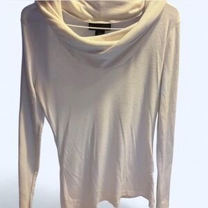Attention white Ribbed Cowl Neck Top